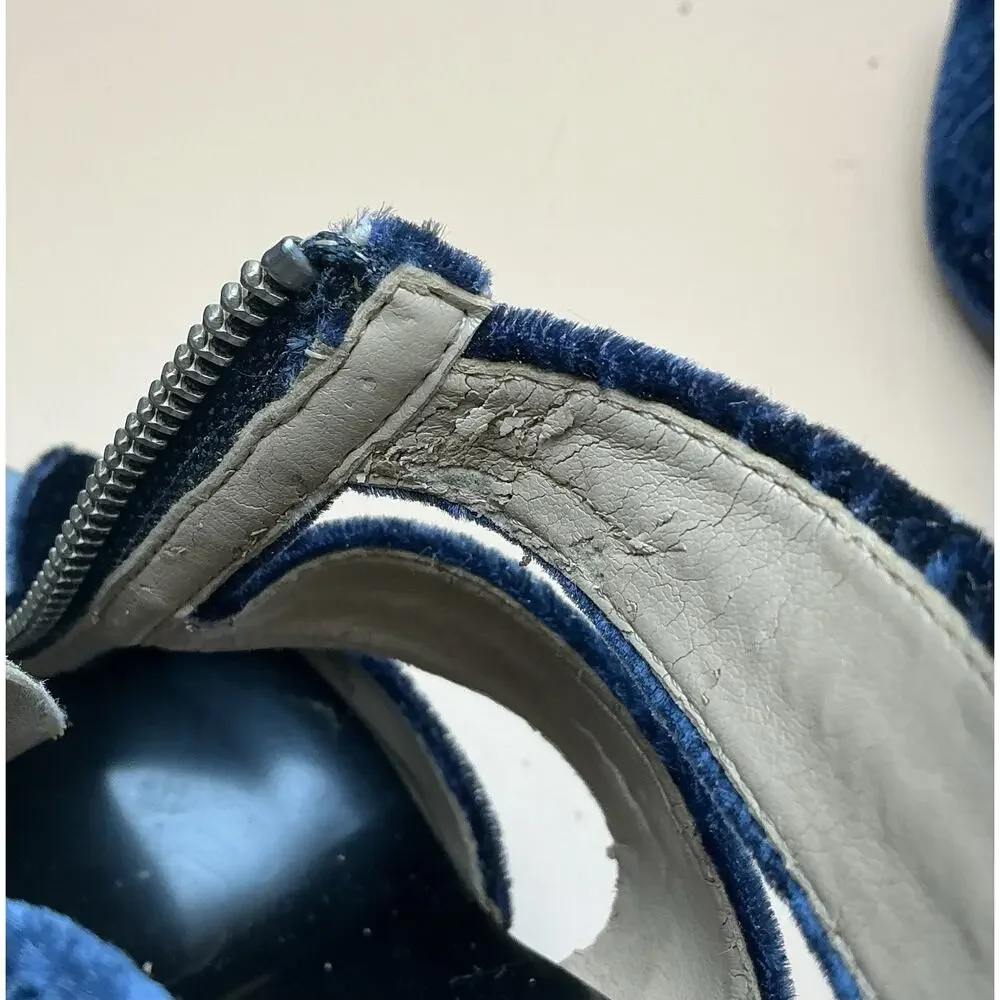 Michael Kors Berkley Blue‎ Velvet T-Strap Sz 9M, Preowned